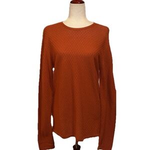 Armani Collezioni Men's Textured Sweater  100% Cotton Burnt Orange Men's Medium‎